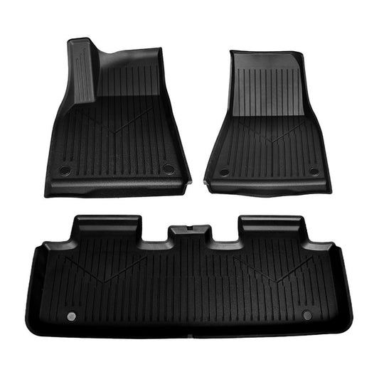 Floor Mats for Tesla Model Y Year 2017-2023 Car Floor mats TPE (2 Front & 1Rear, Black)