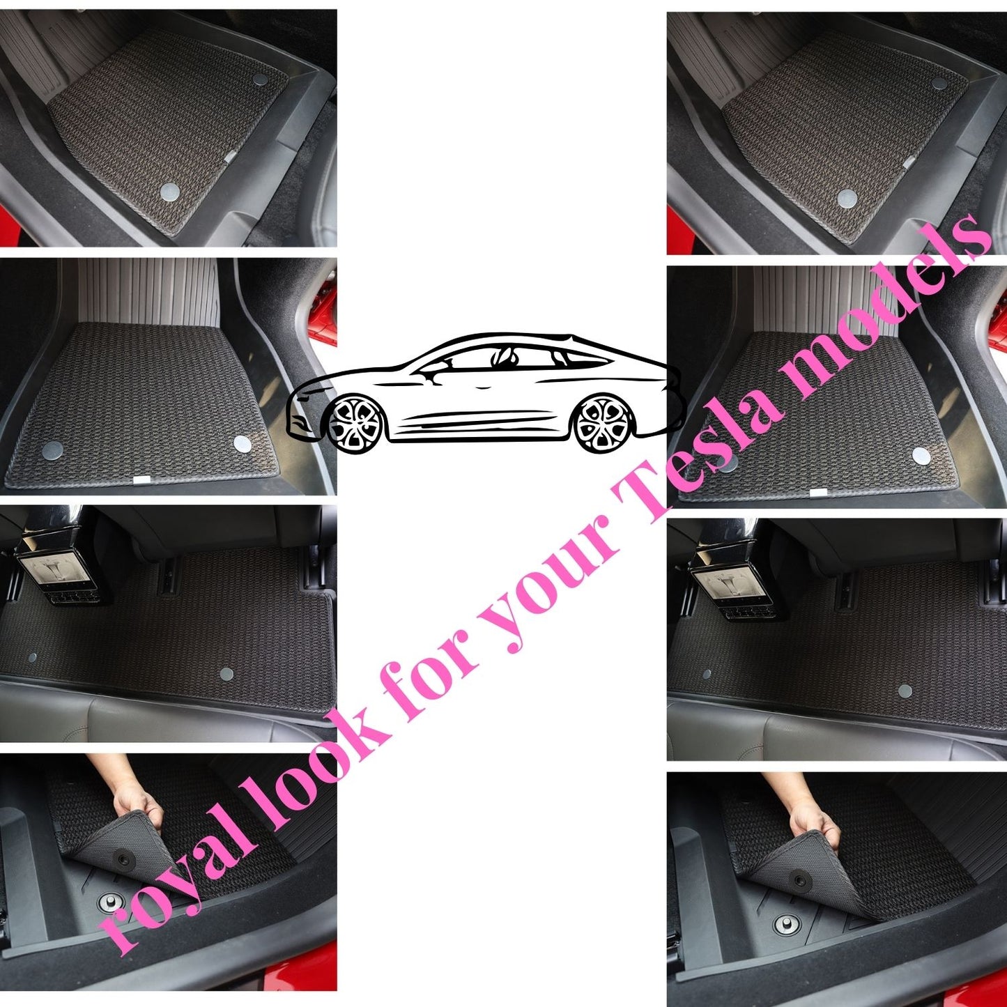 Floor Mats for Tesla Model 3 Year 2017-2023 Car Floor mats TPE (2 Front & 1Rear, Black)